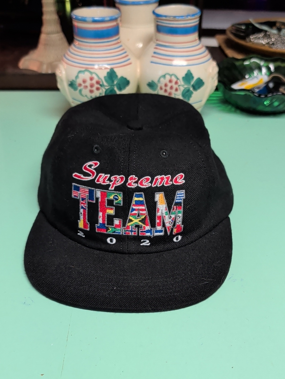 Supreme Black Multicolor TEAM 2020 Embroidered Cap